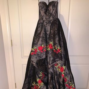 Black with roses dress